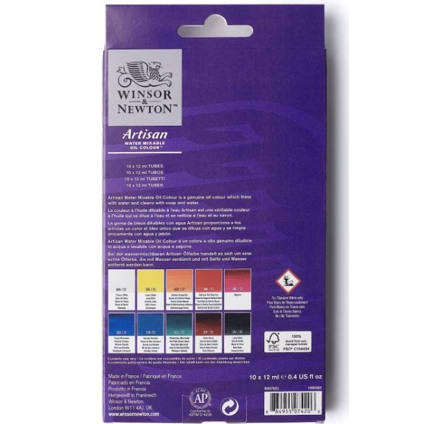 Набор водорастворимых масляных красок Winsor Newton Artisan Water Mixable Oil Colour, 10х12 мл