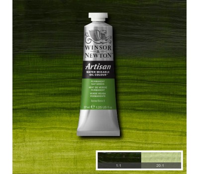 Краска масляная водорастворимая Winsor Artisan Water Mixable 37 мл, № 503, Permanent Sap Green Насыщенный Зеленый