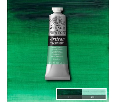 Краска масляная водорастворимая Winsor Artisan Water Mixable 37 мл, № 521, Phthalo Green / Yellow Shade Зеленый с Желтым Оттенком