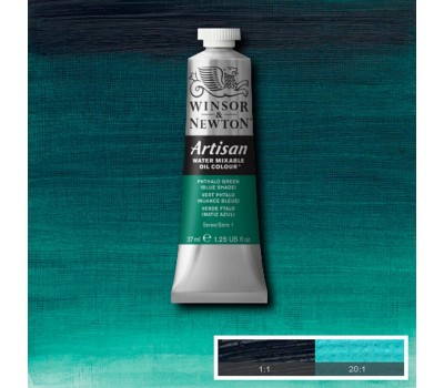 Краска масляная водорастворимая Winsor Artisan Water Mixable 37 мл, № 522, Phthalo Green / Blue Shade Зеленый с Синим Оттенком