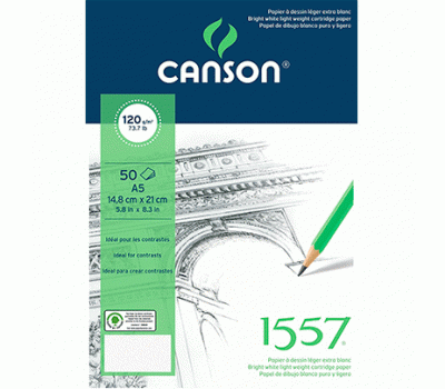 Альбом (блок) паперу для начерків Canson 1557 Croquis А3 29,7х42 см, 120 г/м2, 50 аркушів