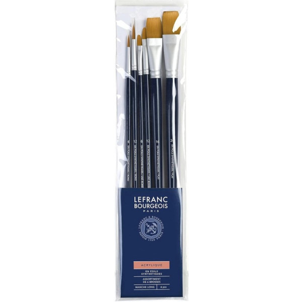 Набір пензлів синтетика Lefranc Fine Synthetic Brushes Set, 6 шт (№ 6, 12, 6, 12, 14, 16)