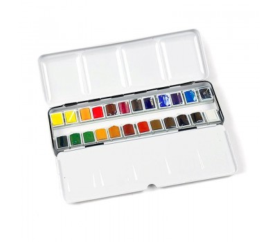 Тревел набор акварельных красок в металлическом пенале Winsor Professional Water Colour, 24 шт