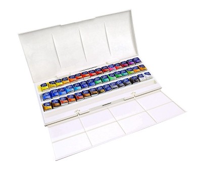 Набор акварельных красок Winsor Newton Cotman Half Pan Studio Set, 45 цветов полукювет в футляре-палитре