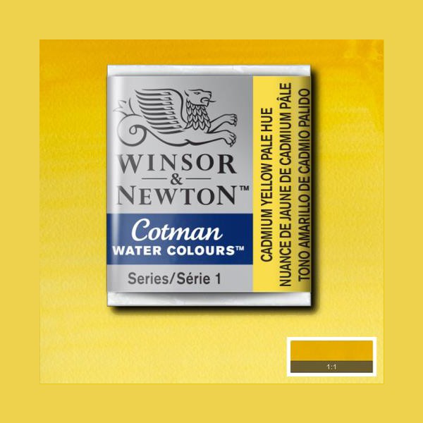 Акварельна фарба Winsor Newton Cotman Half Pan №119 Cadmium Yellow Pale Hue Кадмій жовтий пастельний