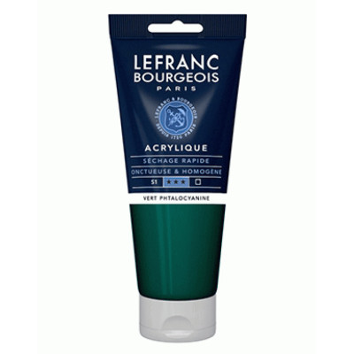 Акриловая краска Lefranc Fine Acrylic Color 200 мл, 598 Phthalocyanine green ФЦ зеленый арт 300465