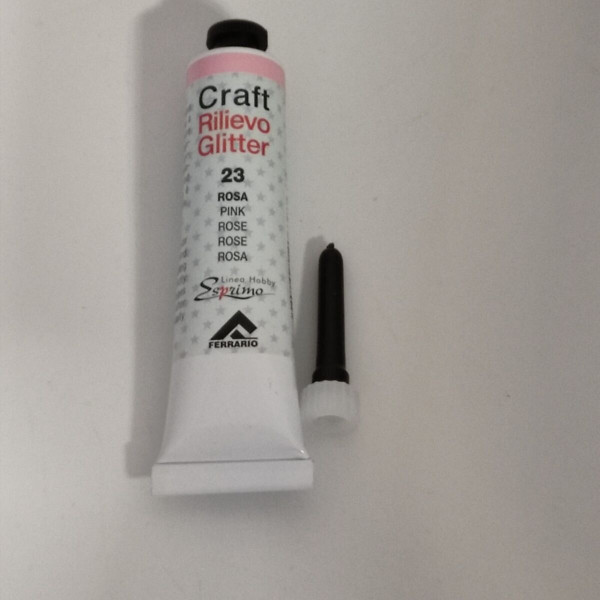 Контур рельефный глиттерный Ferrario Craft Rilievo Glitter 20 мл, №023 Pink (Розовый)