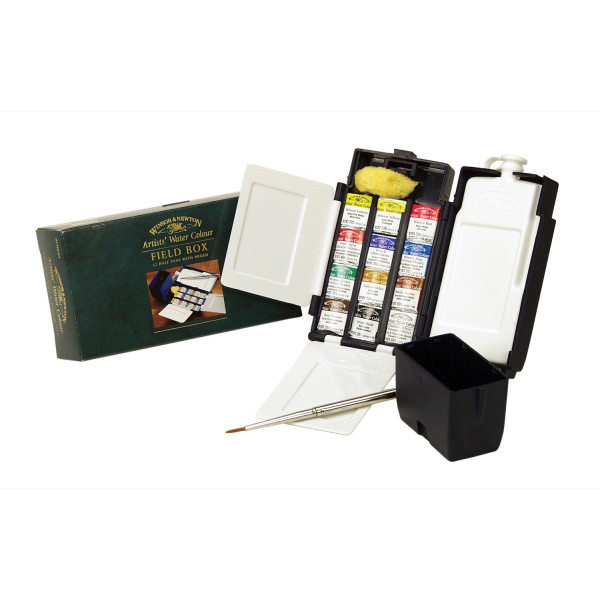 Набор акварельных красок Winsor Newton Professional Water Colour Field Box, 12 кювет + аксессуары
