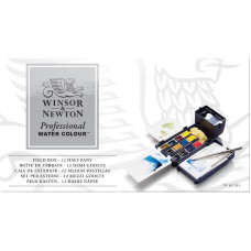 Набор акварельных красок Winsor Newton Professional Water Colour Field Box, 12 кювет + аксессуары