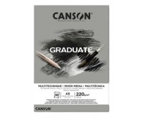 Альбом для змішаних технік Canson Graduate Mix Media Grey 220 г/м2, А5 14,8 х21 см, 30 аркушів