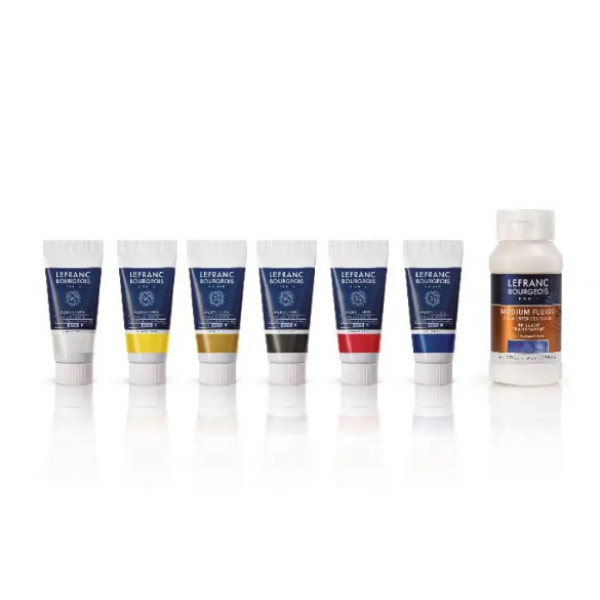 Набір акрилових фарб Lefranc Fine Acrylic Colors Set, 6х20 мл + медіум Fluid Medium 120 мл