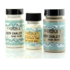 Набор меловой краски Cadence Very Chalky Home Decor №02: античный бежевый, французкий серый (90 мл) + воск