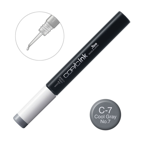 Чорнило для заправки маркерів Copic Ink C-7 Cool gray Холодний сірий 12 мл
