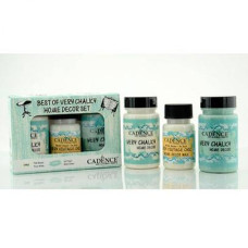 Набор меловой краски Cadence Very Chalky Home Decor №01: белый, зеленая плесень (90 мл) + воск