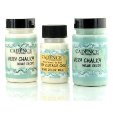 Набір крейдової фарби Cadence Very Chalky Home Decor №01: білий, зелена пліснява (90 мл) + віск