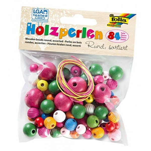 Бисер деревянный, Folia Wooden Beads, 84 шт, круглый арт 2297