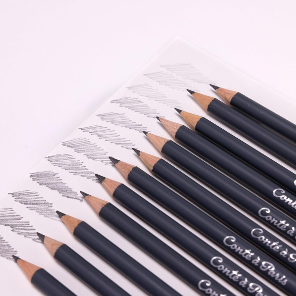 Набір графітних олівців Conte Drawing Set, 12 шт (3H-6B), в металевій упаковці
