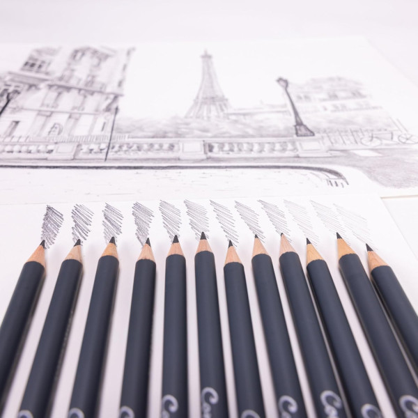 Набір графітних олівців Conte Drawing Set, 12 шт (3H-6B), в металевій упаковці