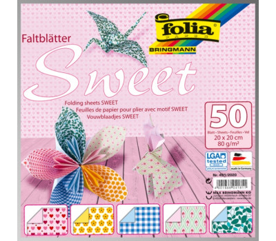 Папір для орігамі Folia серія Sweet 15х15 см, 50 аркушів 80 г/м2