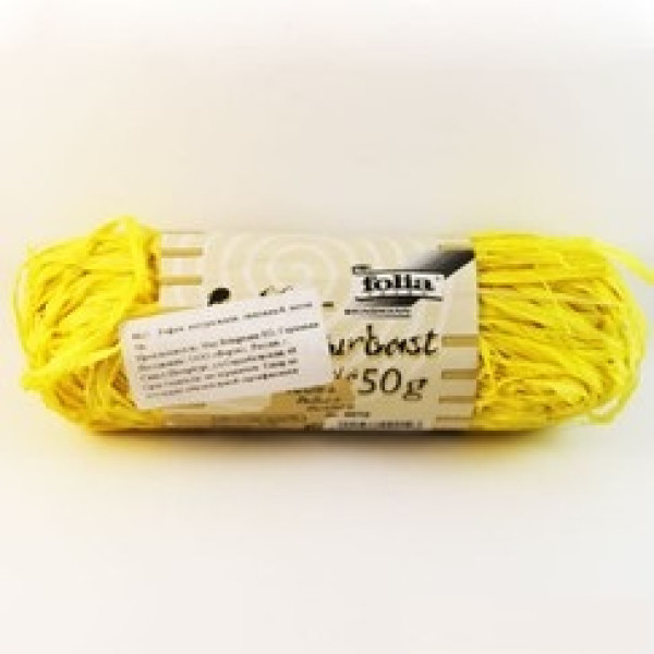Рафия в мотках Folia Raffia-natural quality 50 гр, № 12 Lemon yellow Лимонно-желтый