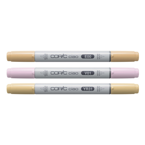 Набір маркерів Copic Ciao Set "Layer Mix" (3 шт), Sunset Palette (E00+V01+YR31)
