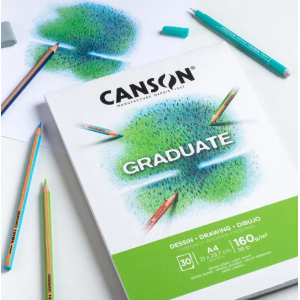Альбом для эскизов Graduate Dessin Light grain 160 г, 14,8x21 см - A5, 30 листов, Canson