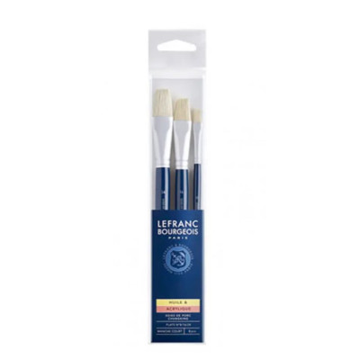 Набір пензлів щетина Lefranc Fine Hog Bristle Brushes Set, 3 шт (№ 8, 16, 24)