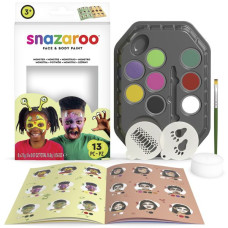 Набор для грима Snazaroo Monster: 8 цветов, 1 губка, 1 кисточка, 2 трафарета, буклет