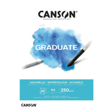 Альбом блок для акварелі, холодний прес, Canson Graduate Watercolour 20 аркушів 250 г/м2, А4 21х29,7 см