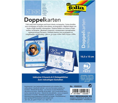 Заготовка прямокутна для листівки Folia Cards, 220 г/м2, 10,5x15 см, № 35 Royal blue Темно-синій