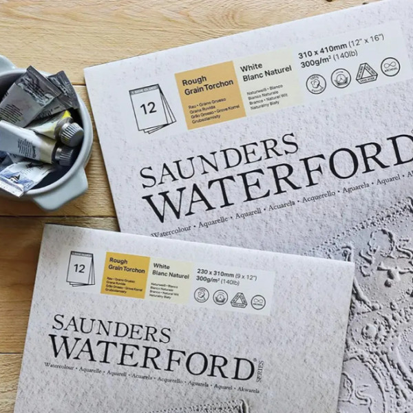 Альбом для акварелі Saunders Waterford, Rough, 100% cotton, White, 300 г, 23х31 см, 12 листів