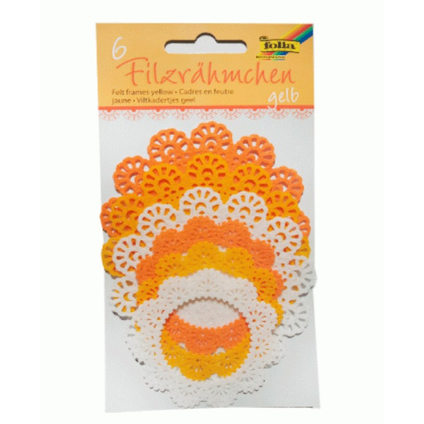 Набір висічок із фетру для декорування Folia Felt Frames Yellow 150 г/м2, d 7-10 см, жовті відтінки