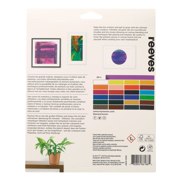 Набор масляных красок Reeves Oil Colour Set 10 мл, 24 цветов 8591008