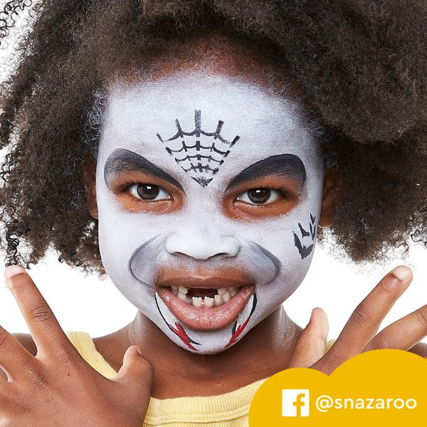 Набор для грима Snazaroo Halloween: 8 цветов, 1 губка, 1 кисточка, 2 трафарета, буклет
