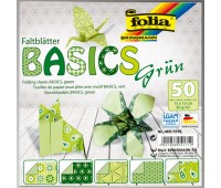 Папір для орігамі Folia Folding Papers 15x15 см, 50 аркушів, 80 г/м2, зелений