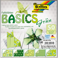 Папір для орігамі Folia Folding Papers 15x15 см, 50 аркушів, 80 г/м2, зелений