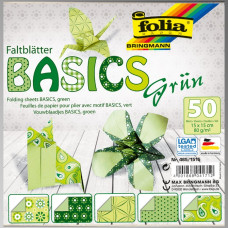 Папір для орігамі Folia Folding Papers 15x15 см, 50 аркушів, 80 г/м2, зелений