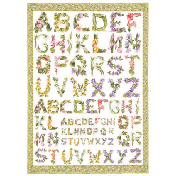 Карта для декупажу Алфавіт та квіти 1 розмір 50x70 см