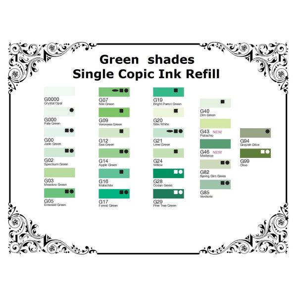 Чорнило Copic Various Ink для маркерів G-17 Forest green Зелене листя арт 2007623