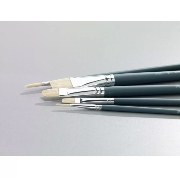 Набір пензлів із натуральної щетини Foundation Oil Hog Brushes (3 шт: плоскі №4,10,14), коротка ручка