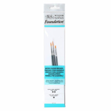 Набір пензлів синтетика Foundation Watercolor Brushes (3 шт: круглі №3, 5, плоскі №1), коротка ручка