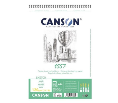 Альбом для графіки на спіралі Canson 1557 Croquis, 120 г/м2, A4 50 аркушів
