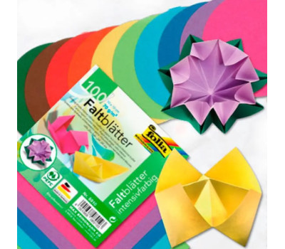 Набір паперу для орігамі Folia Folding Paper 70 г/м2, 15х15 см, асорті, 100 аркушів
