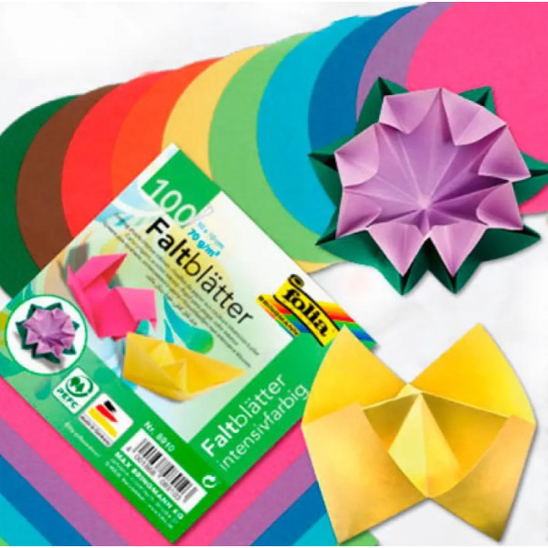 Набір паперу для орігамі Folia Folding Paper 70 г/м2, 15х15 см, асорті, 100 аркушів