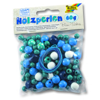 Бісер дерев'яний, Folia Wooden Beads, 60 гр, бірбзово-синій арт 22972