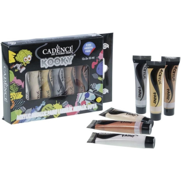Набір акрилових фарб Kooky Metallic Acrylic Paint Cadence, 6 шт по 15 мл
