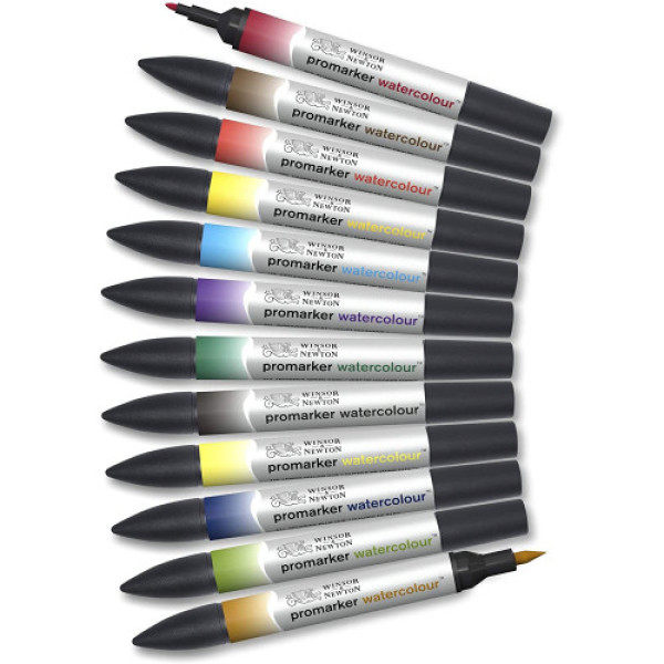 Набір акварельних маркерів Winsor Newton Watercolor Markers Set, 12 шт