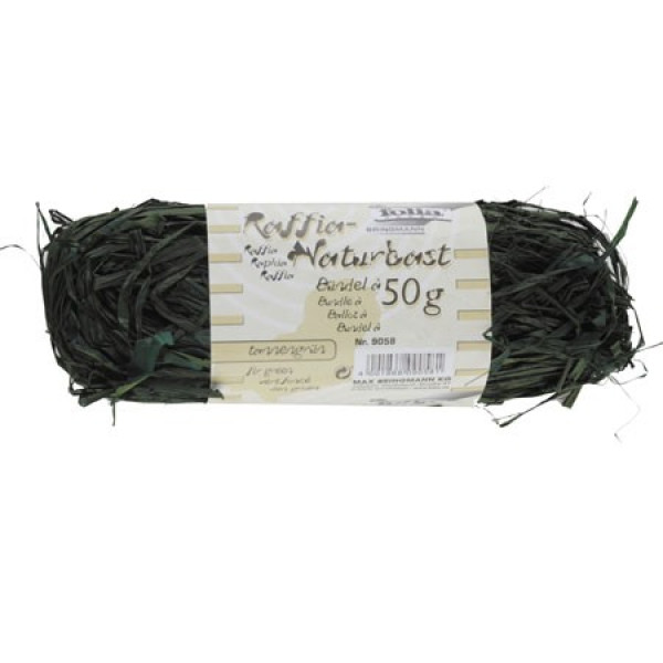 Рафия в мотках Folia Raffia-natural quality 50 гр, № 58 Firgreen Темно-зеленый