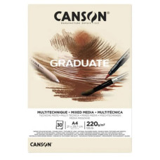 Альбом для змішаних технік, натуральний бежевий Canson Graduate Mix Media Natural 220 г/м2, А4 21х29,7 см, 30 листів