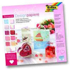 Набор дизайнерской бумаги Folia Design Papers Pads Romantic (Романтика) 190 г/м2, 30,5x30,5см Ассорти 12 листов